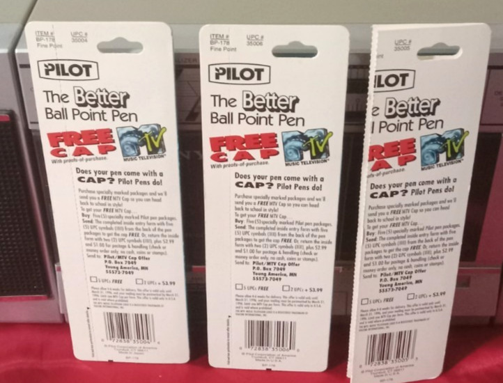 1996 Pilot Ballpoint Pen LOT WITH MTV PACKAGES – 1 IS NEW STILL SEALED RARE