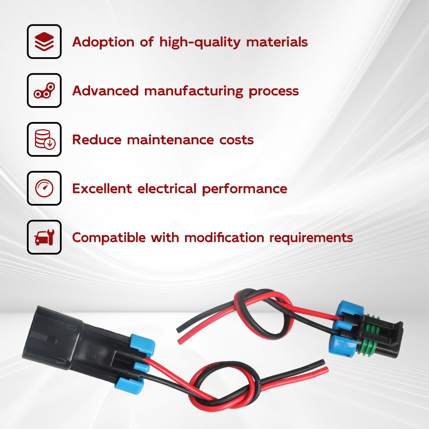 Pair 2-Pin Male & Female Connector Multi-Purpose Pigtail 14 AWG 7.8″ Wiring