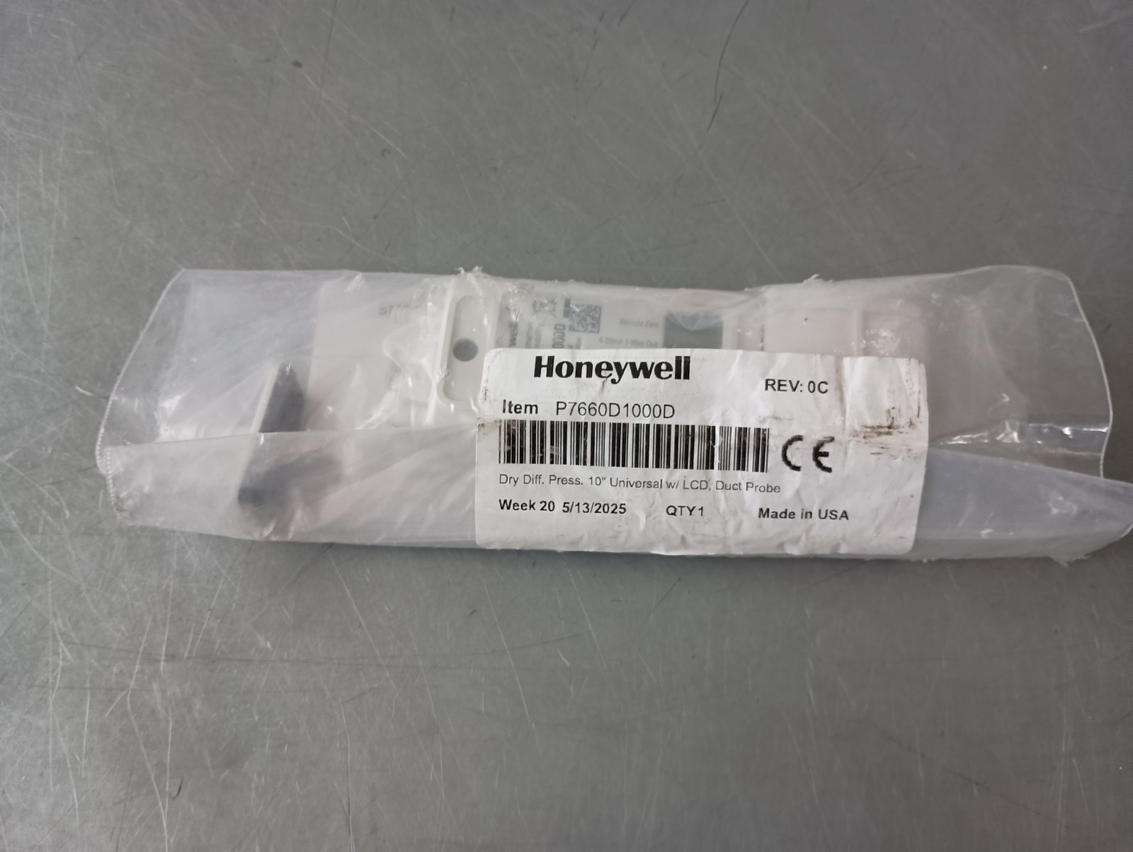 NEW HONEYWELL P76601000D 10.0″ DRY PRESSURE SENSOR W/ DISPLAY AND PROBE