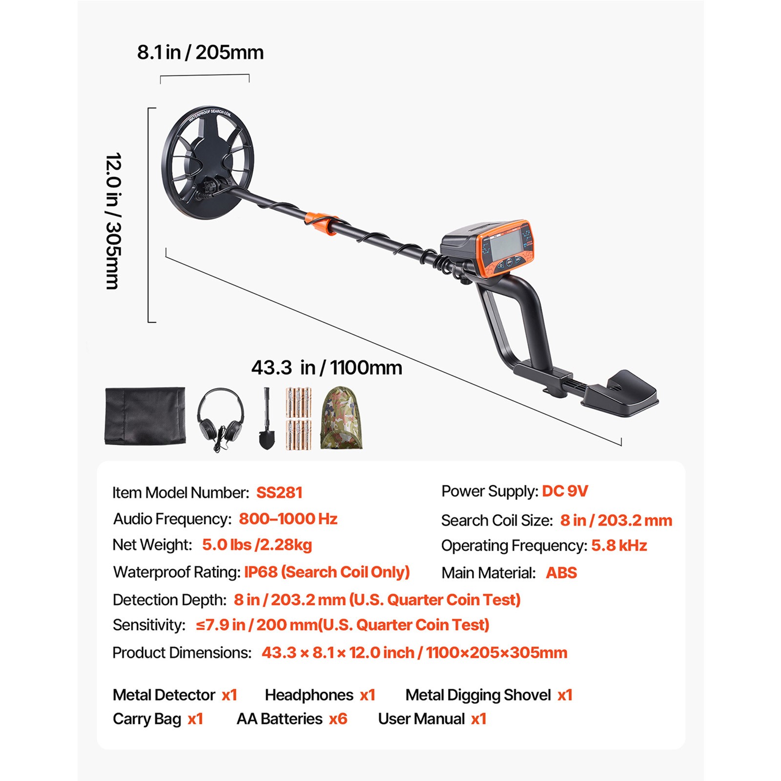 Uimoso Metal Detector for Adults with 8″ Waterproof Coil for Gold Detection