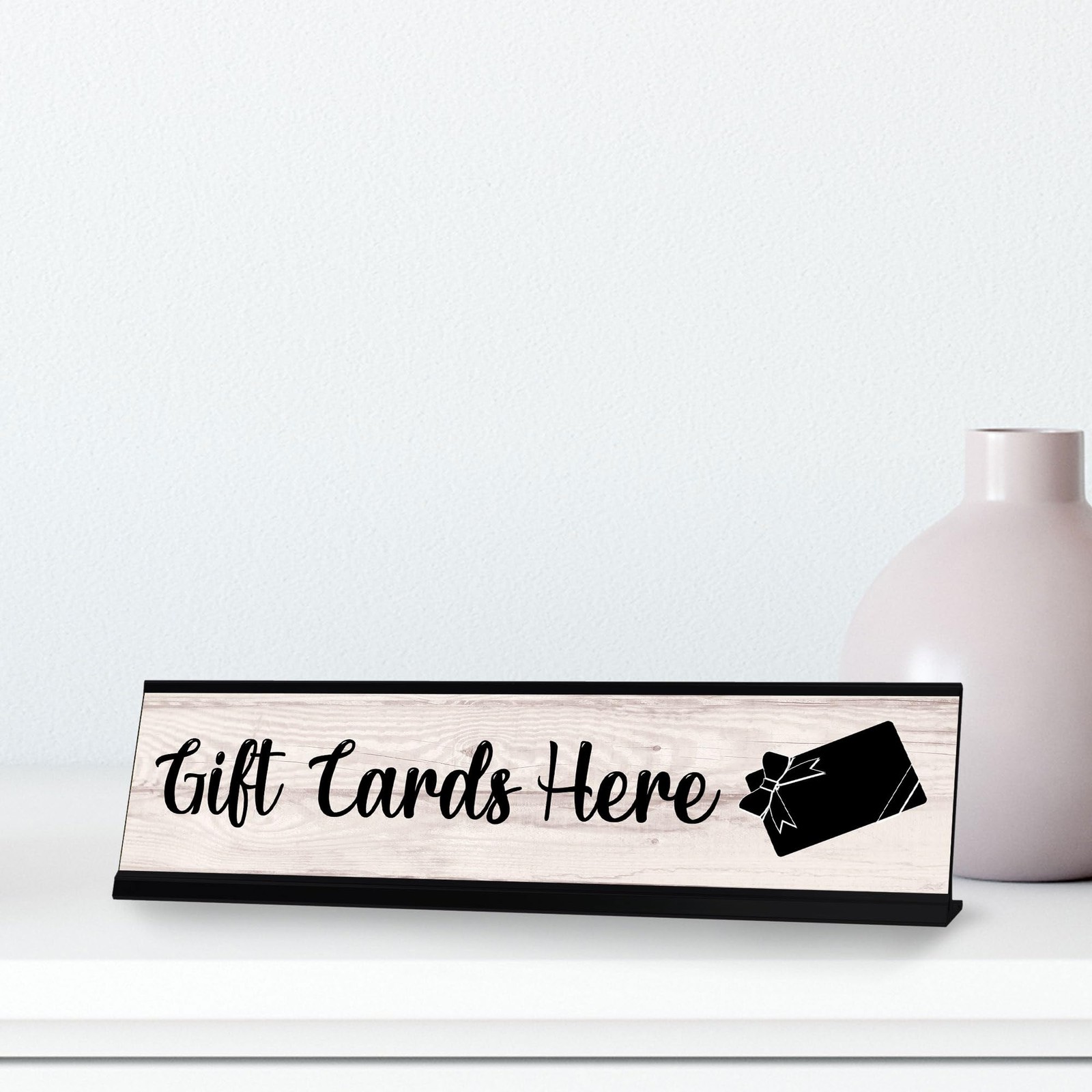 Signs ByLITA Gift Cards Here Graphic Black Frame, Desk Sign (2×8″)