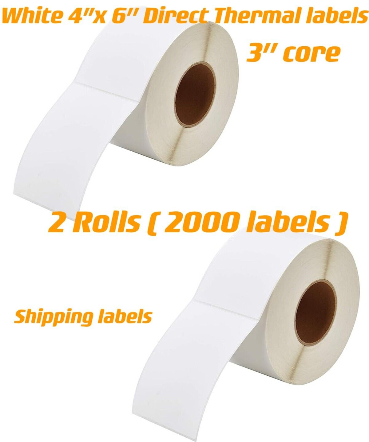 4in x 6in White Direct Thermal Labels Shipping labels total 2 rolls 2000 pcs