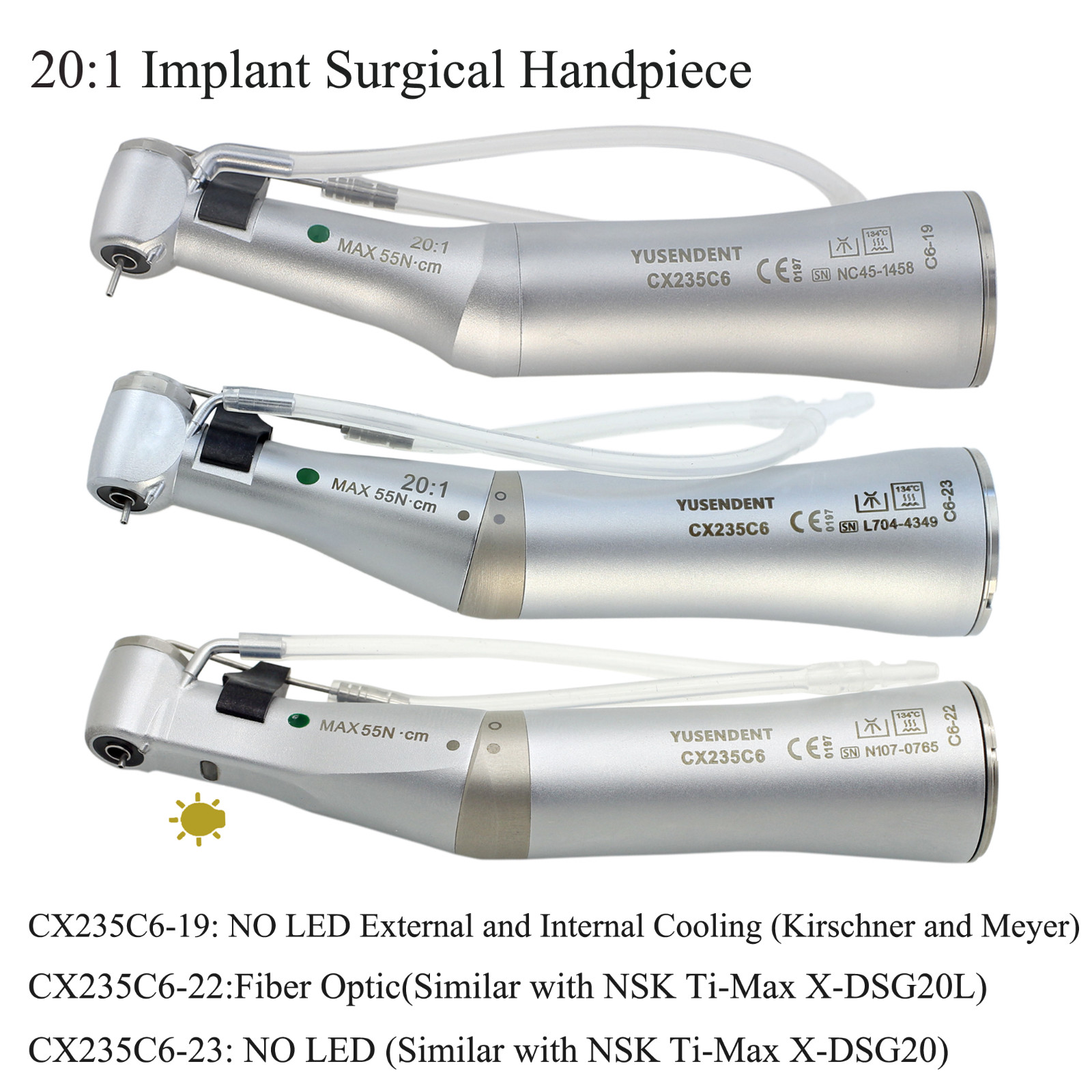 COXO Dental Surgical Handpiece 20:1 Implant Contra Angle 1:1 Straight Attachment