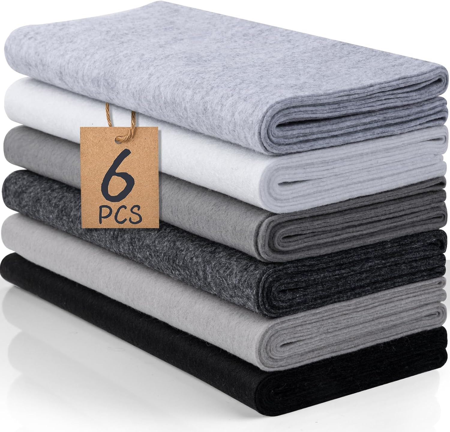 6 Rolls 12″X35″ 1.4Mm Thick Soft Felt Fabric Sheet 6 Assorted Black White Series