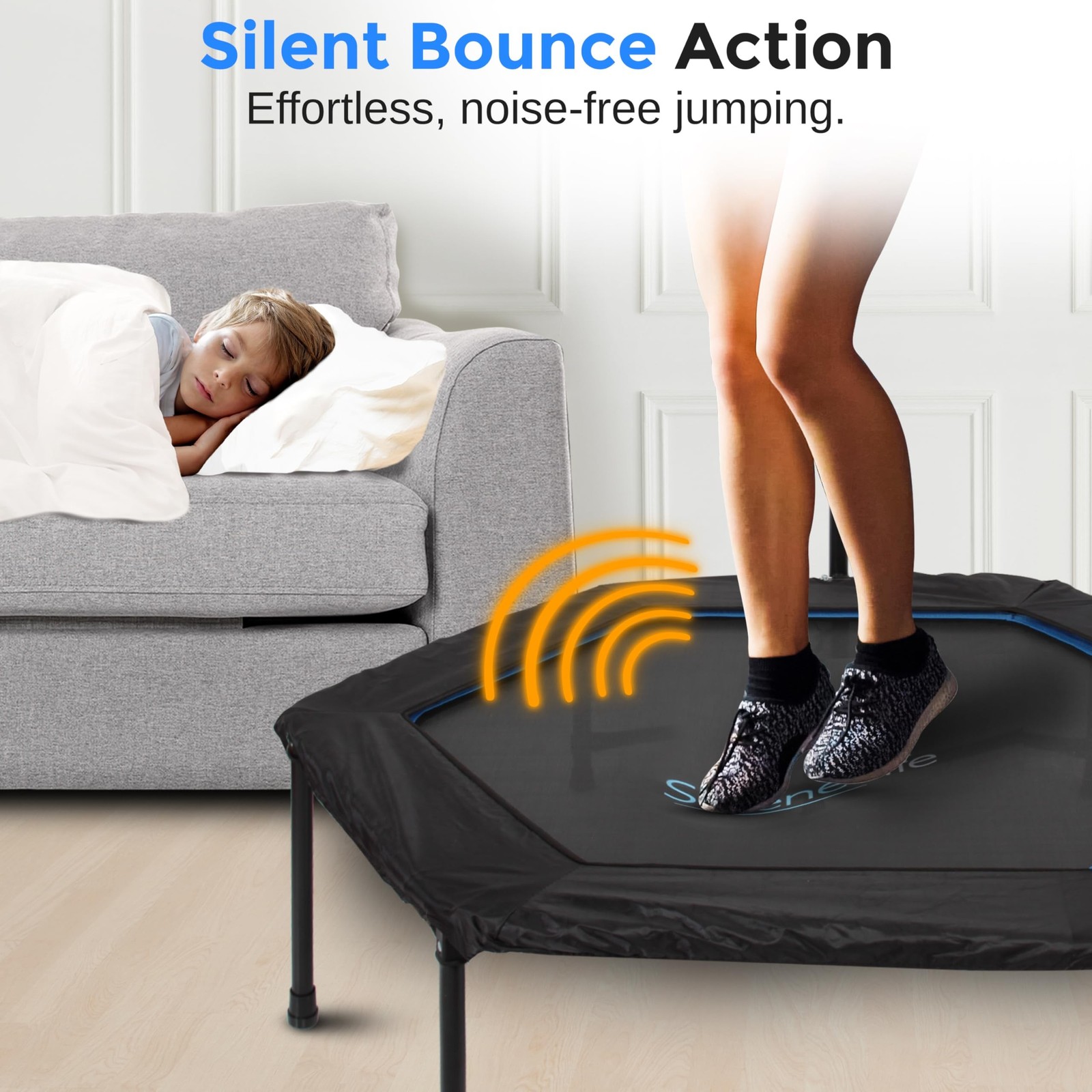 SereneLife 40″/50″ Mini Trampoline for Adults – 450/550LBS Fitness Trampoline…