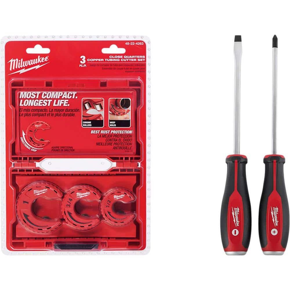Close Quarters Tubing Cutter Set (3-Piece) W/ Demo Screwdriver Drivers (2-Piece)