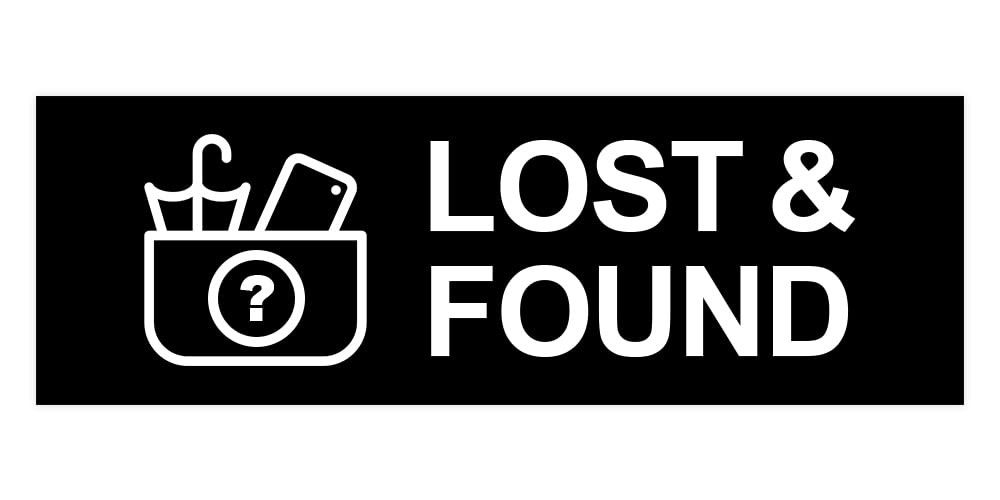 Basic Lost And Found Sign Medium Black Wall Door Plaque Business Office