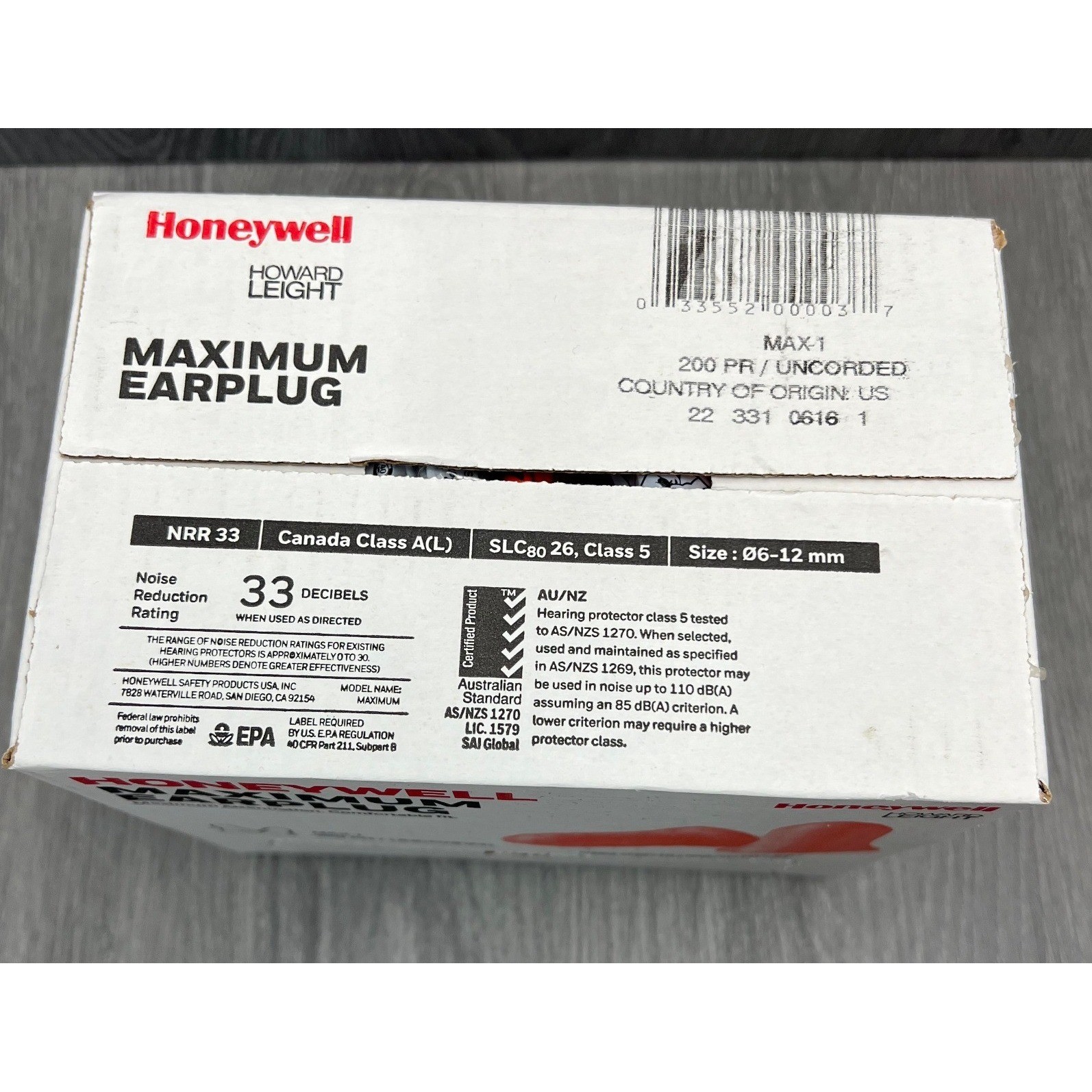 Honeywell Howard Leight MAX-1 Uncorded Foam Earplugs 200 Pairs NRR 33dB Orange
