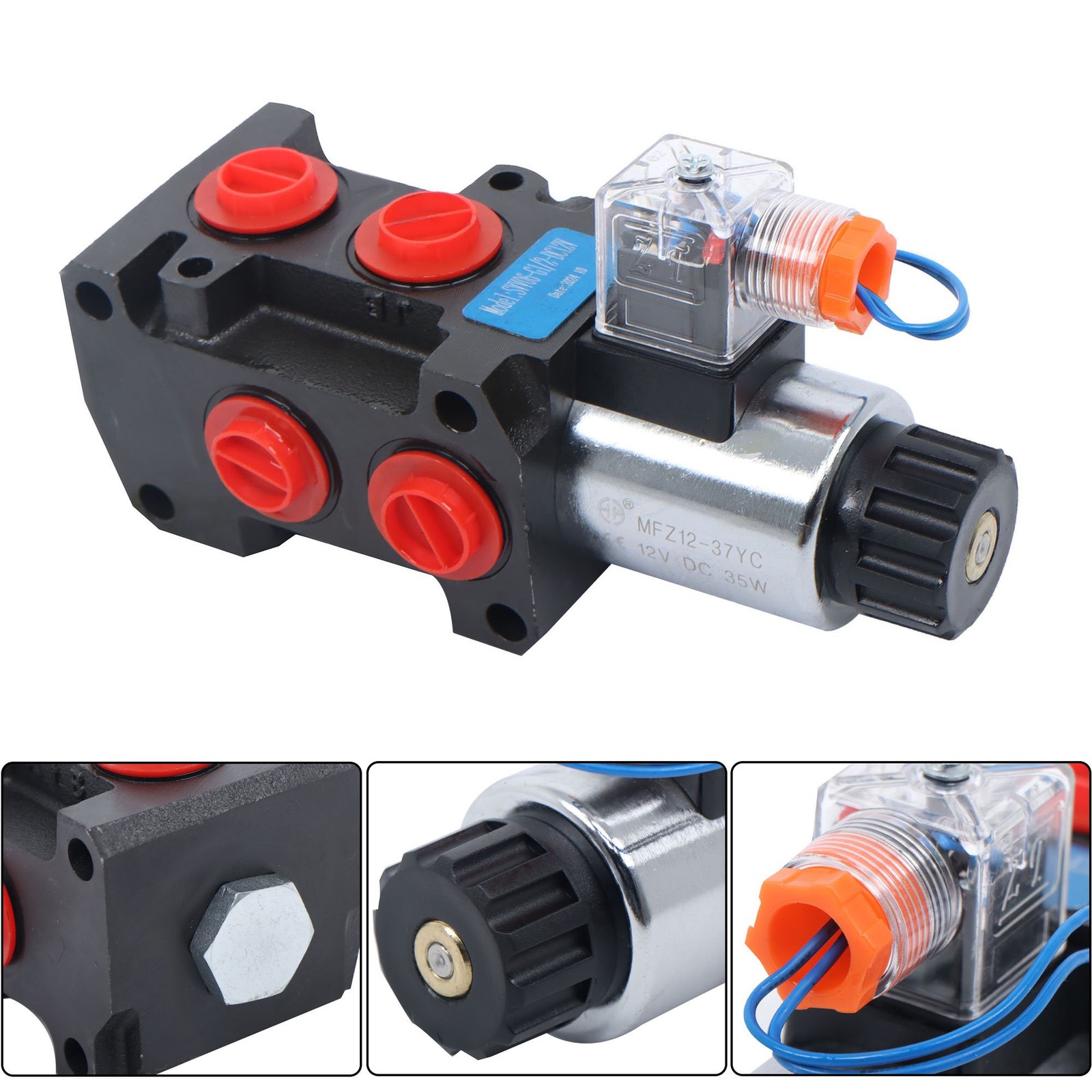 #10 SAE 6 Port 12V DC Hydraulic Solenoid Selector Diverter Valve 3Plug 13 GPM