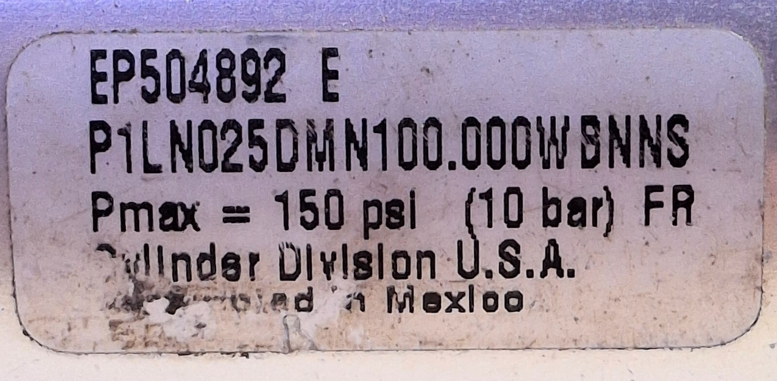 1USED PARKER P1LN025DMN100.00WBNNS CYLINDER ***MAKE OFFER***