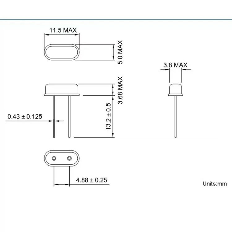 10PCS HC-49S 16MHz Crystal Oscillator ±20ppm Through Hole Quartz Crystal