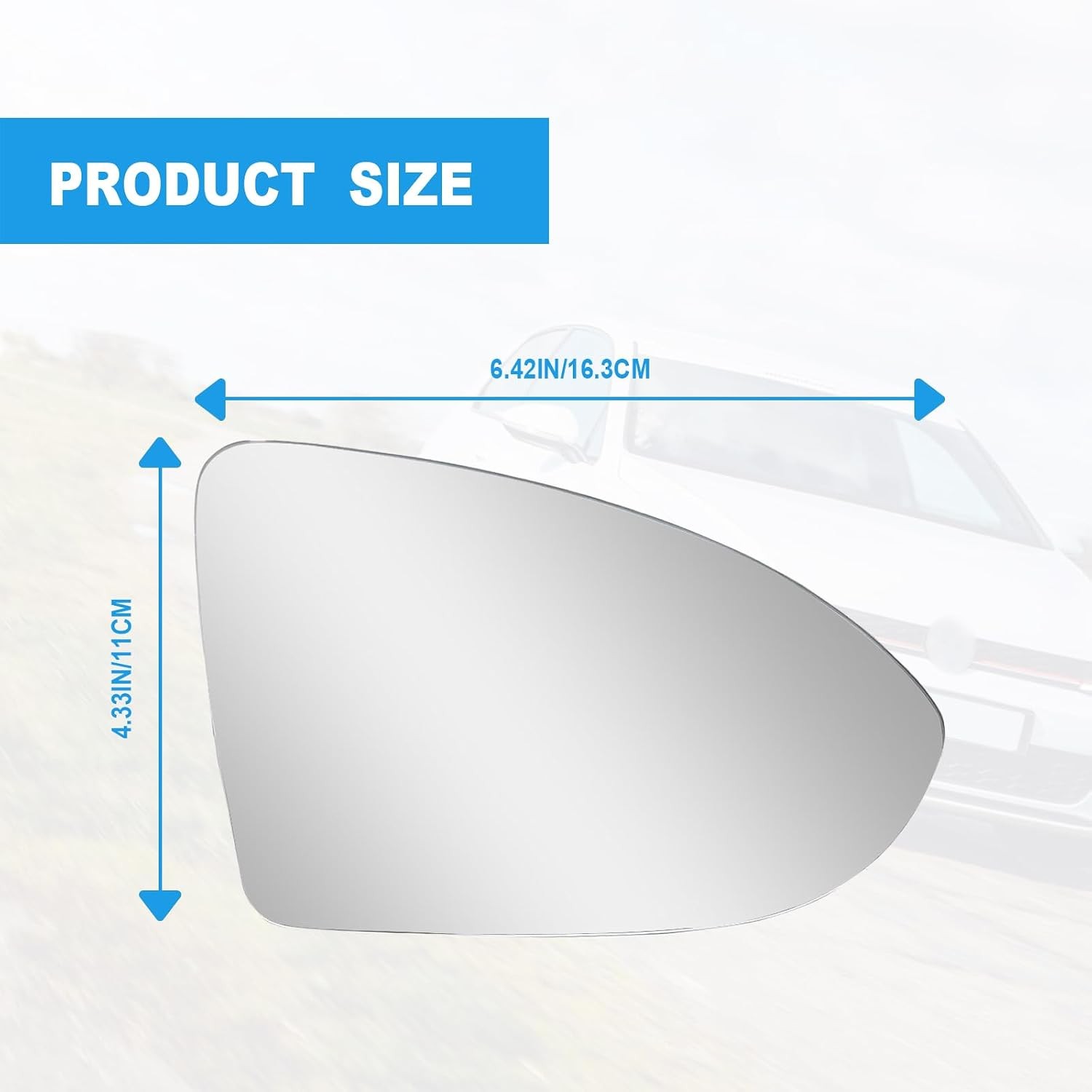 Passenger Right Side Heated Mirror Glass Compatible With Golf MK7 / 2015-2021 Go