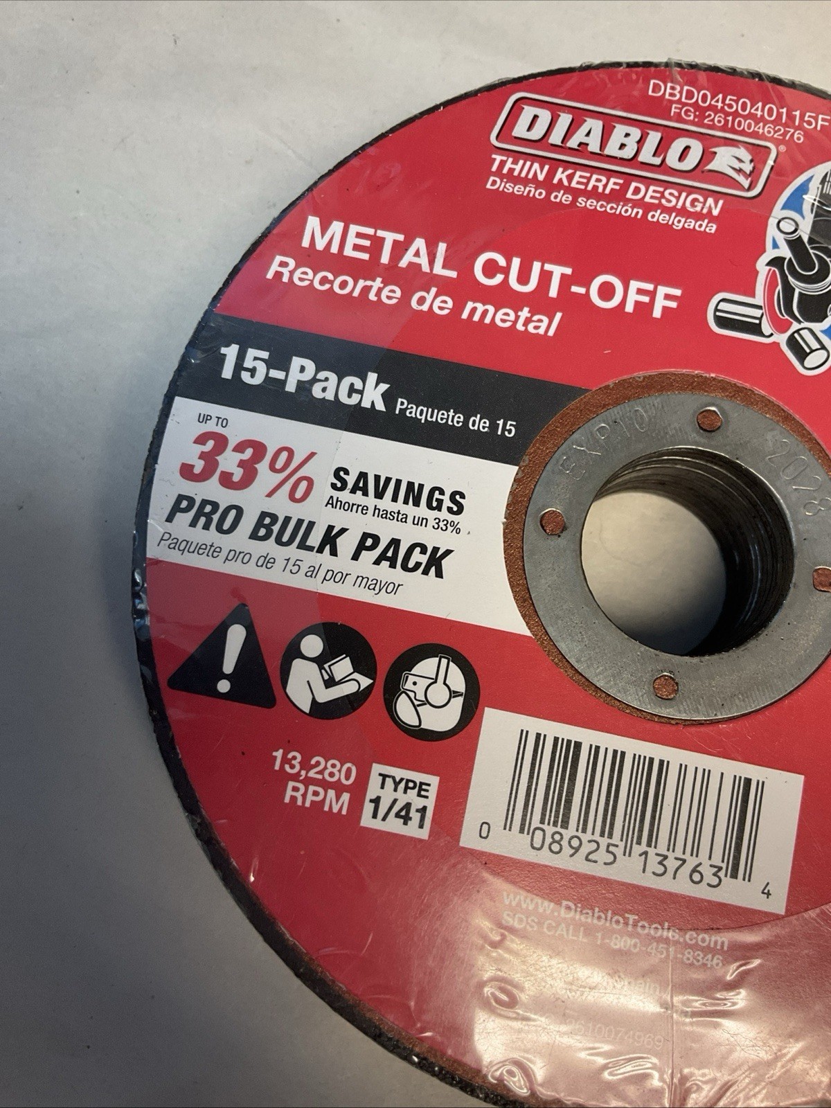 15 DIABLO 4-1/2″ X .040″ THIN KERF METAL/STAINLESS ANGLE GRINDER CUT-OFF WHEELS
