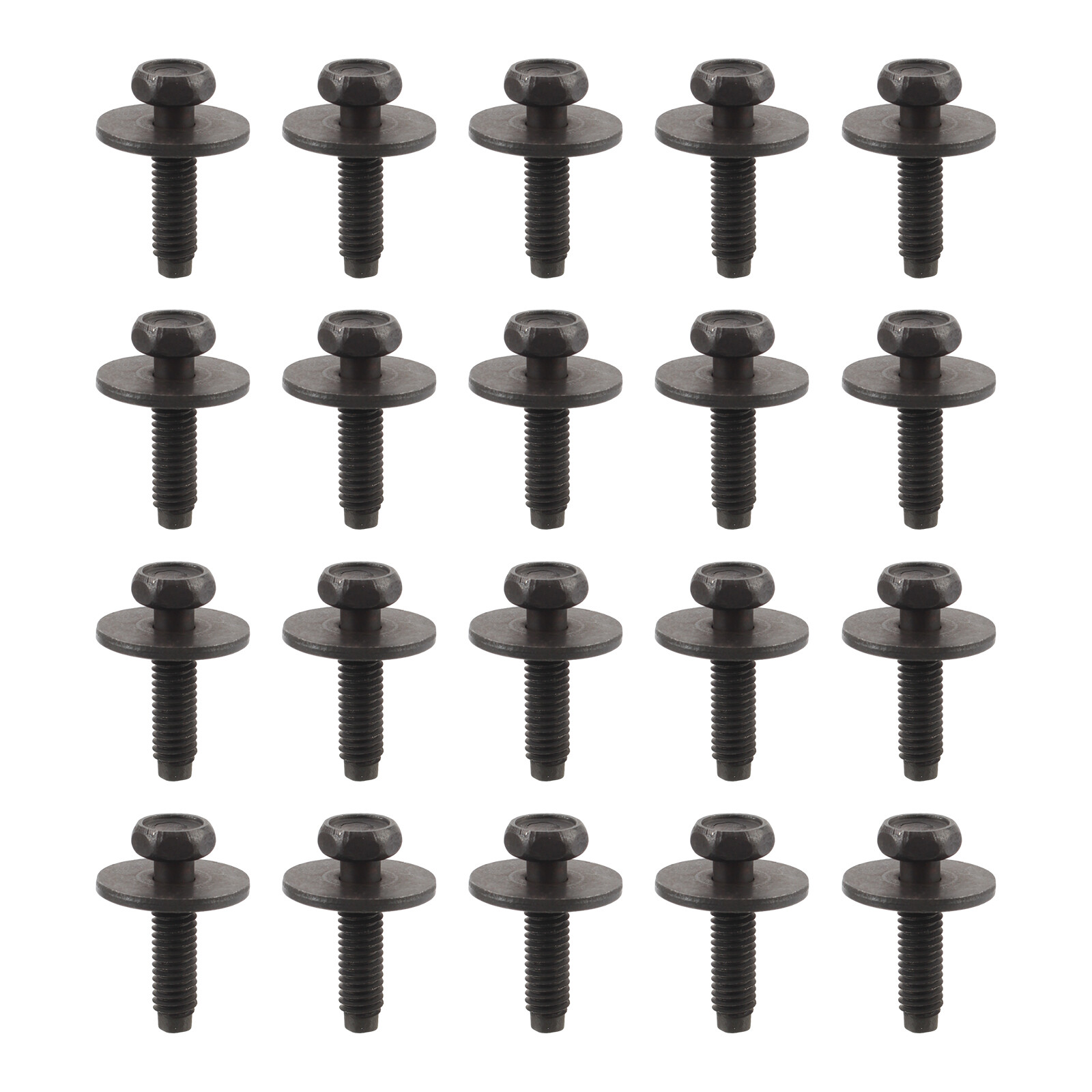 M6-1.0 x 20mm Flanged Hex Head Bolts Flange Screws Black Oxide Finish – 20Pcs