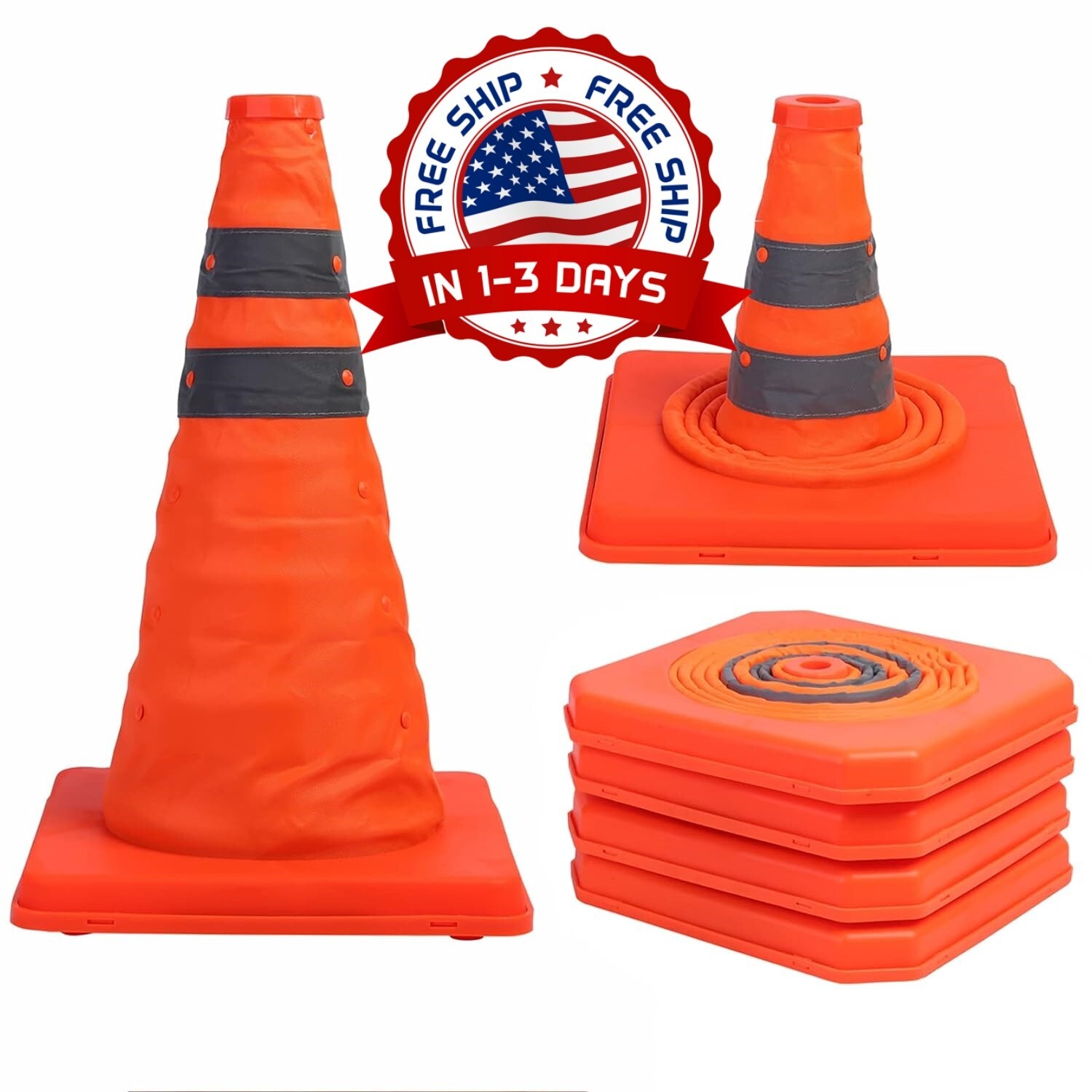 Conos De Seguridad Naranjas Conos Peligro 4 Piezas Cono De Seguridad 15.5 in NEW