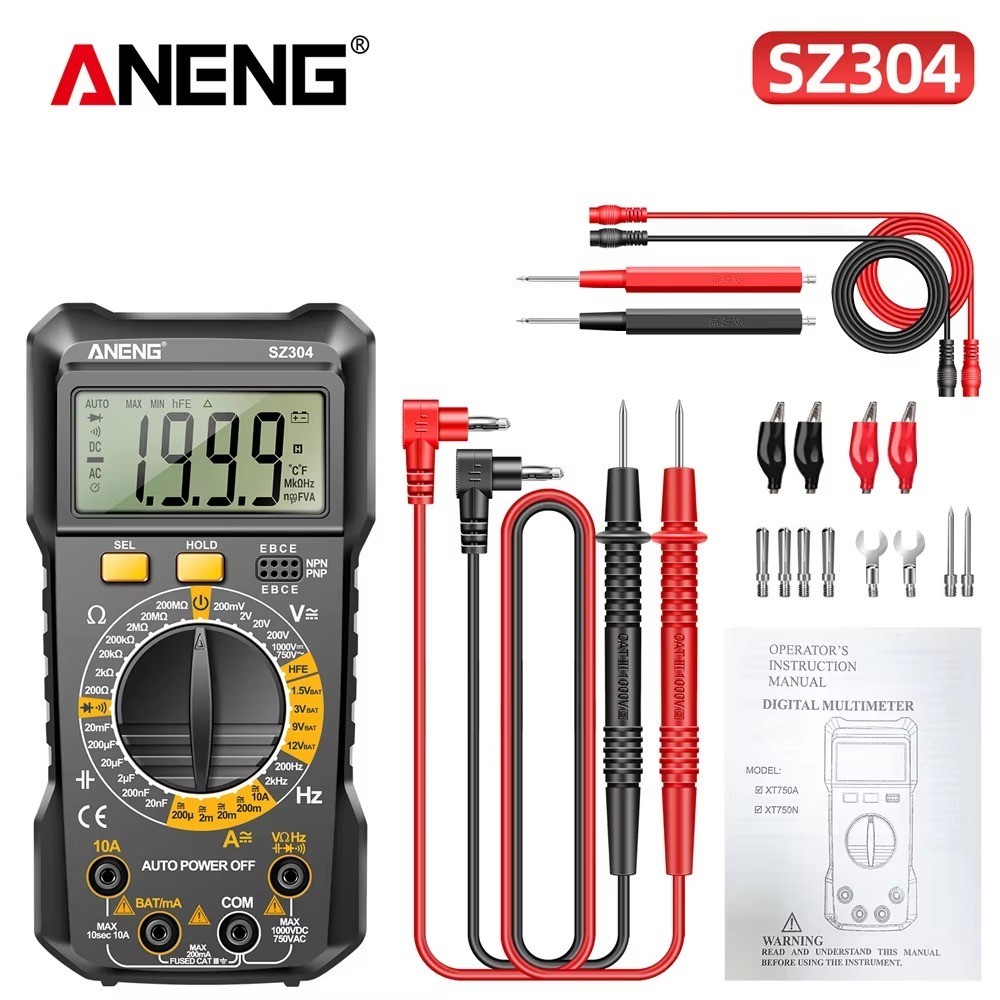 Digital Multimeter AC DC Voltmeter Ammeter Ohmmeter Volt Tester Meter With BATTs