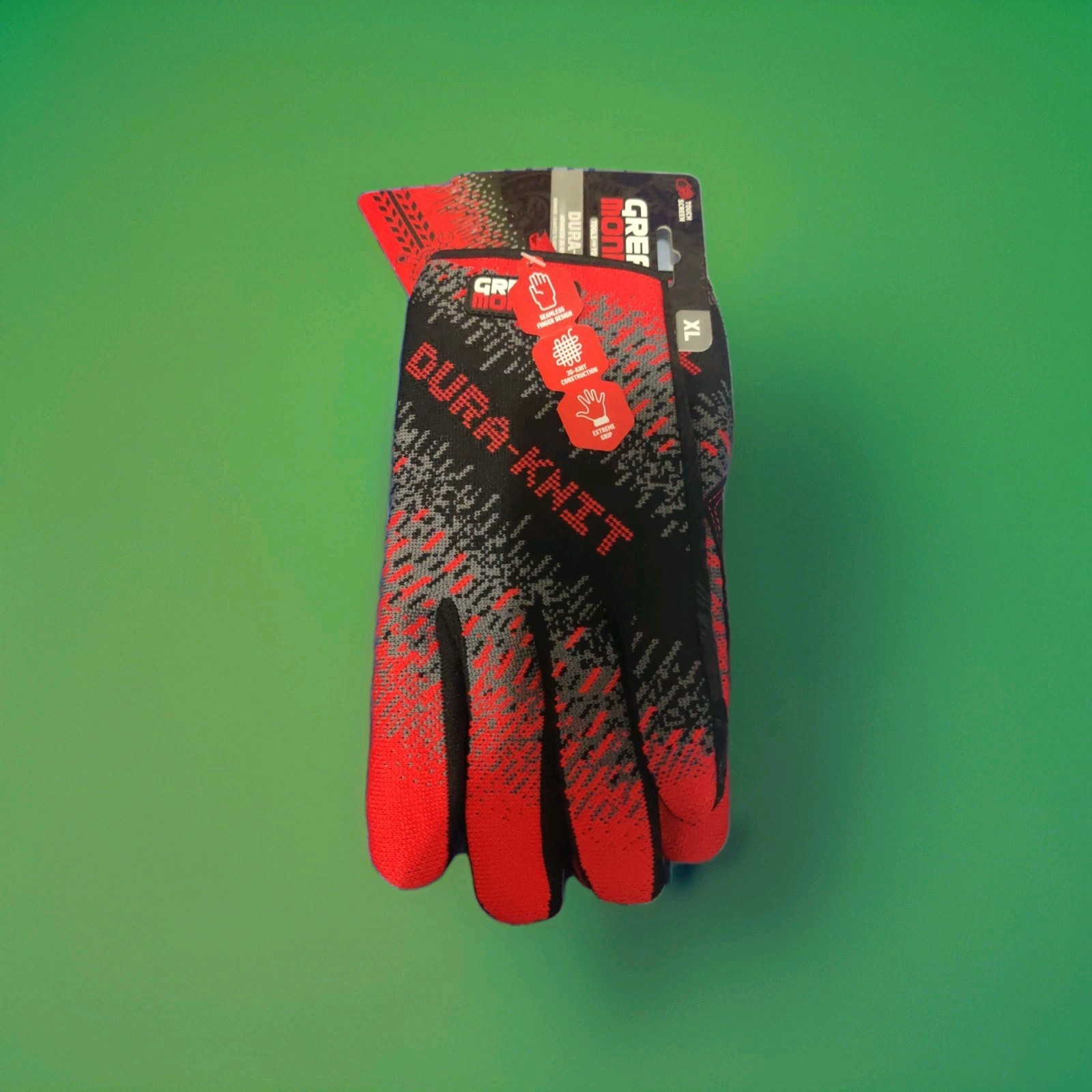Grease Monkey Dura-knit XL Touch Screen Gloves Red Black Grey Extreme Grip
