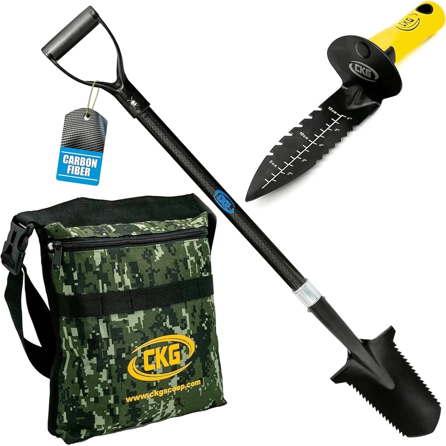 CKG Carbon Metal Detecting Set Spade Shovel Hand Dig Pouch