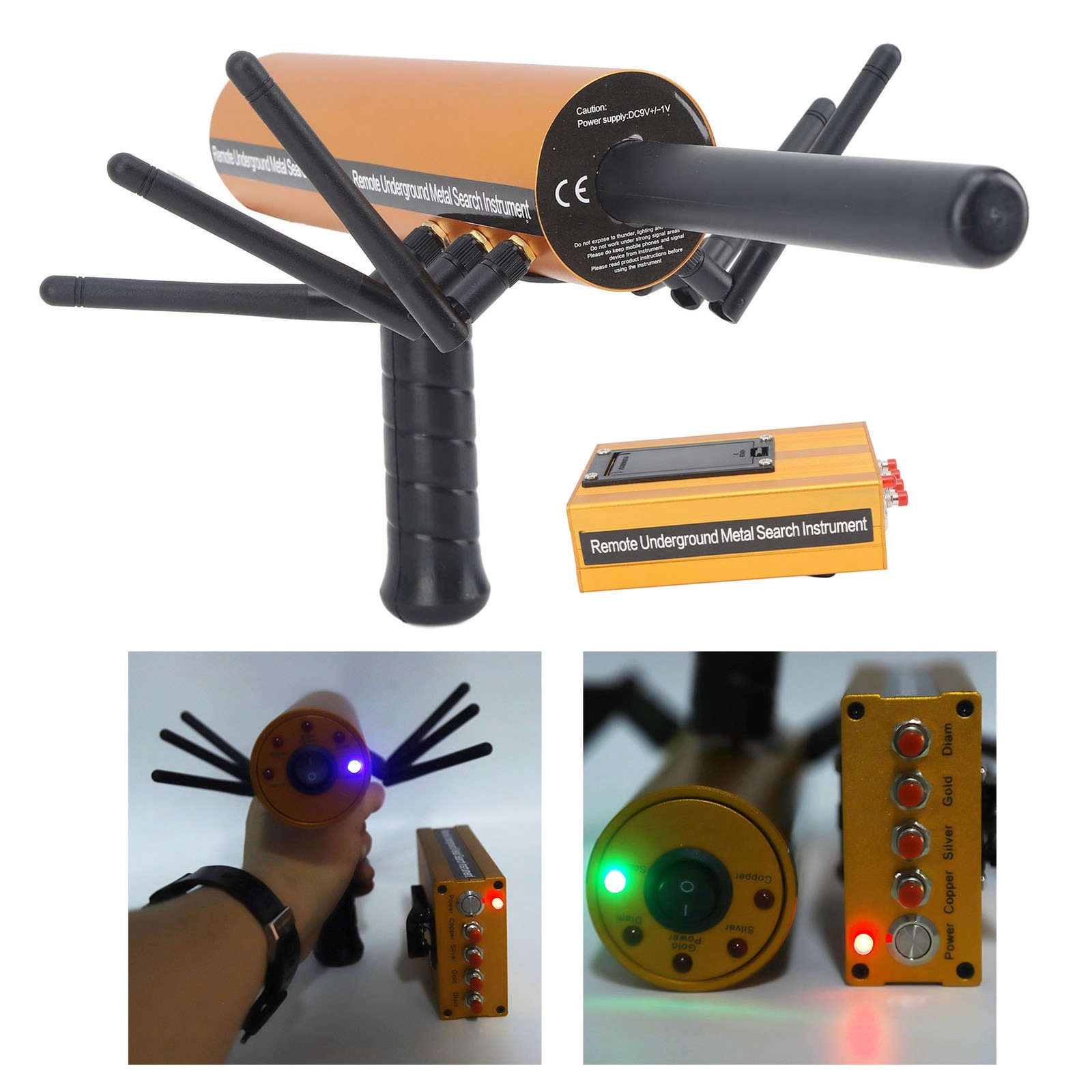 AKS Metal Detector Handheld 6 Antenna Metal Pinpointer 30m Depth 1200m Range