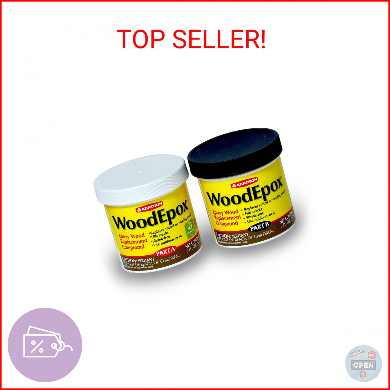 Abatron WoodEpox Kit – 12 oz – 2-Part Structural Epoxy Adhesive Filler – Wood Fi