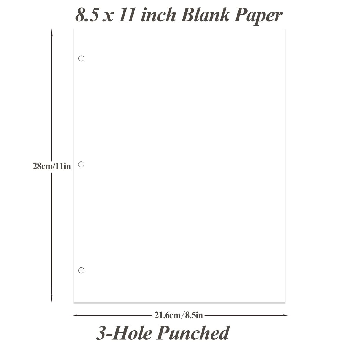 A4 Blank Filler Paper 3-Hole Blank Paper 100Sheets / 200Pages Loose-Leaf Pape…
