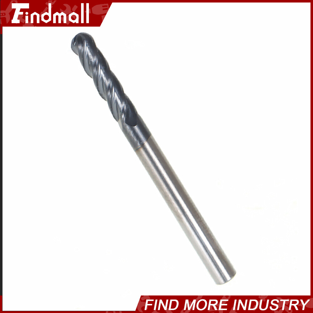 5 PCS 1/8″ 4 Flute 1-1/2″ Overall Length Ball Nose Carbide End Mill