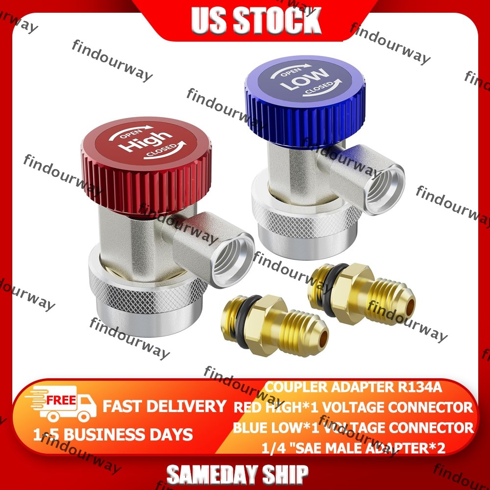 2Pack R134A Quick Connector Adapter Coupler Auto AC Manifold Gauge Low/High HVAC