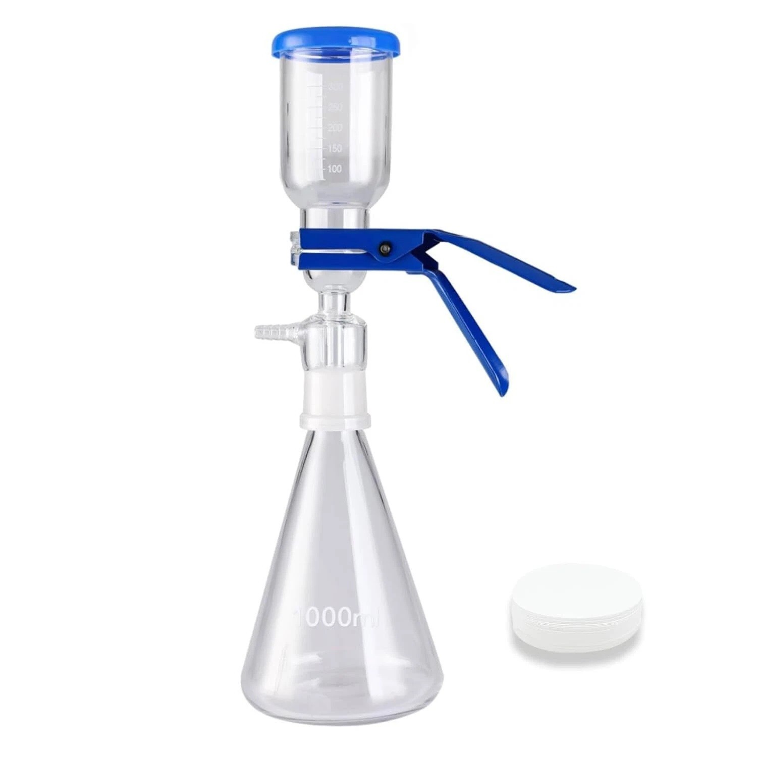 1000mL Lab Vacuum Filtration Flask Glass Filtration Device Kit Base Funnel Clamp