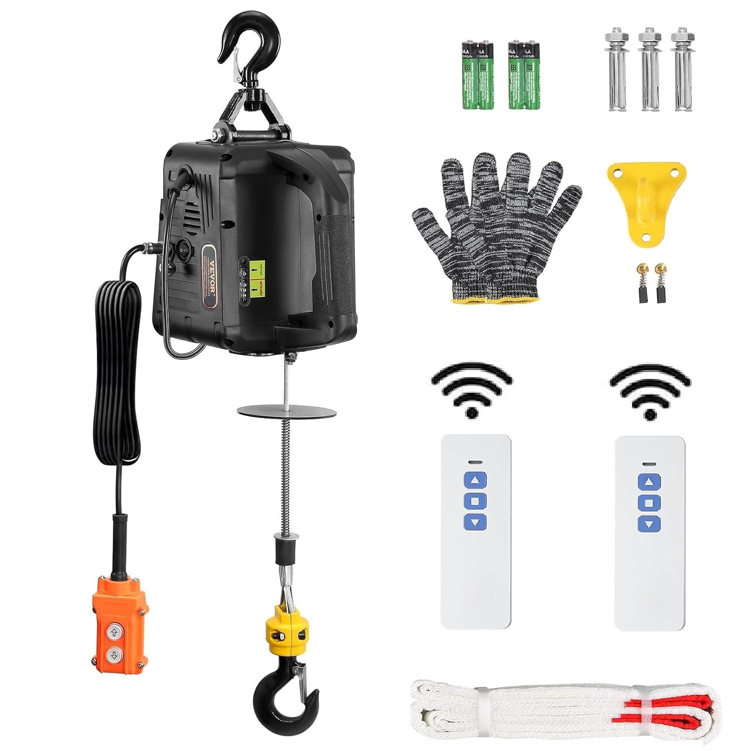 1500W 3-in-1 Electric Hoist Winch – 1100 lbs Capacity, Wireless & Wired Remote