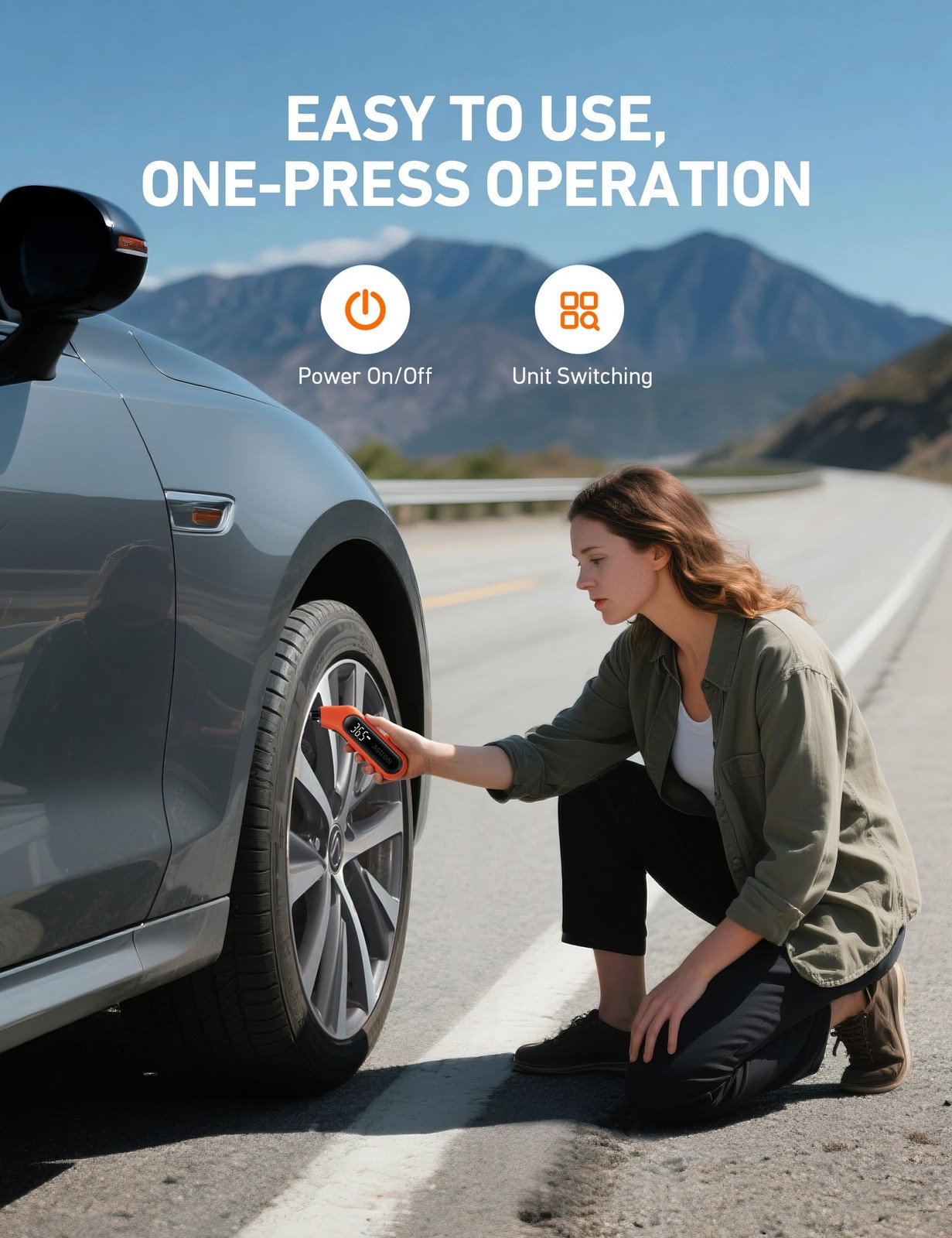 AstroAI Digital Tire Pressure Gauge 3-300PSI Calibrated to 2 Pack, Orange