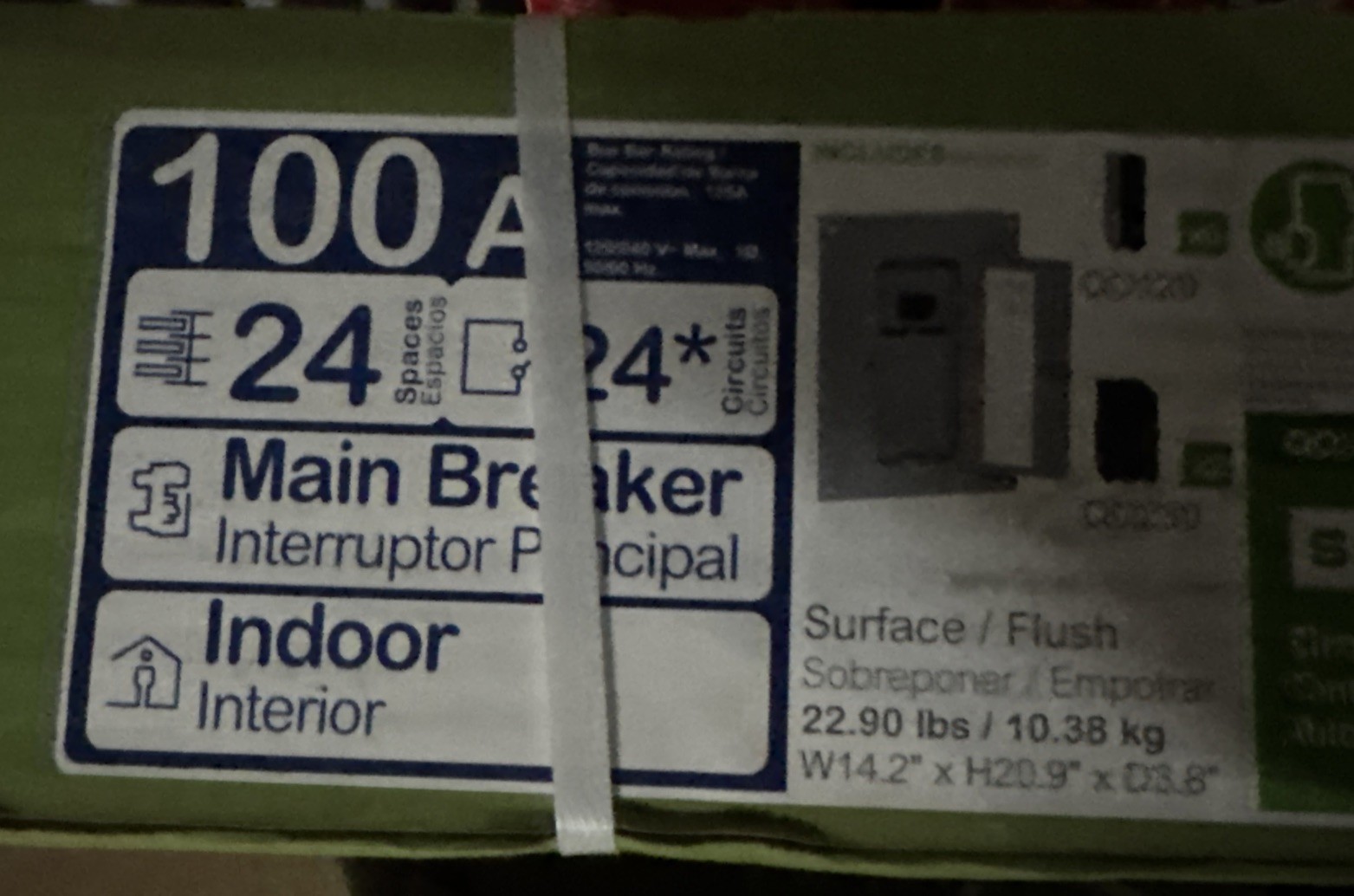 Square D QO 100-A 24-Space 24-Circuit Main Breaker Plug-On Neutral Load Center
