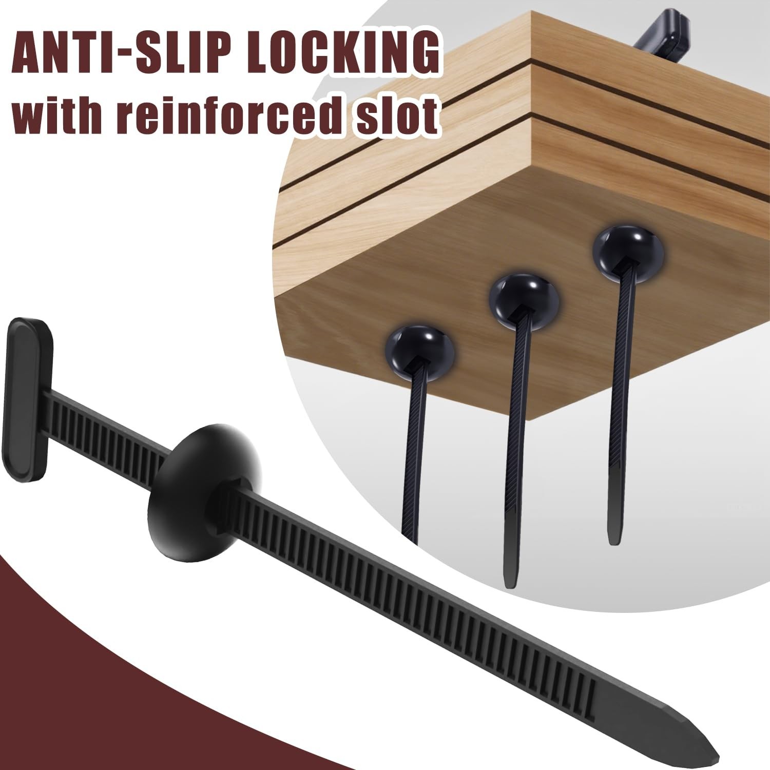 200 PCS Nylon Universal Cable Tie Buckle，Heavy Duty Self-Locking Zip Ties Holder