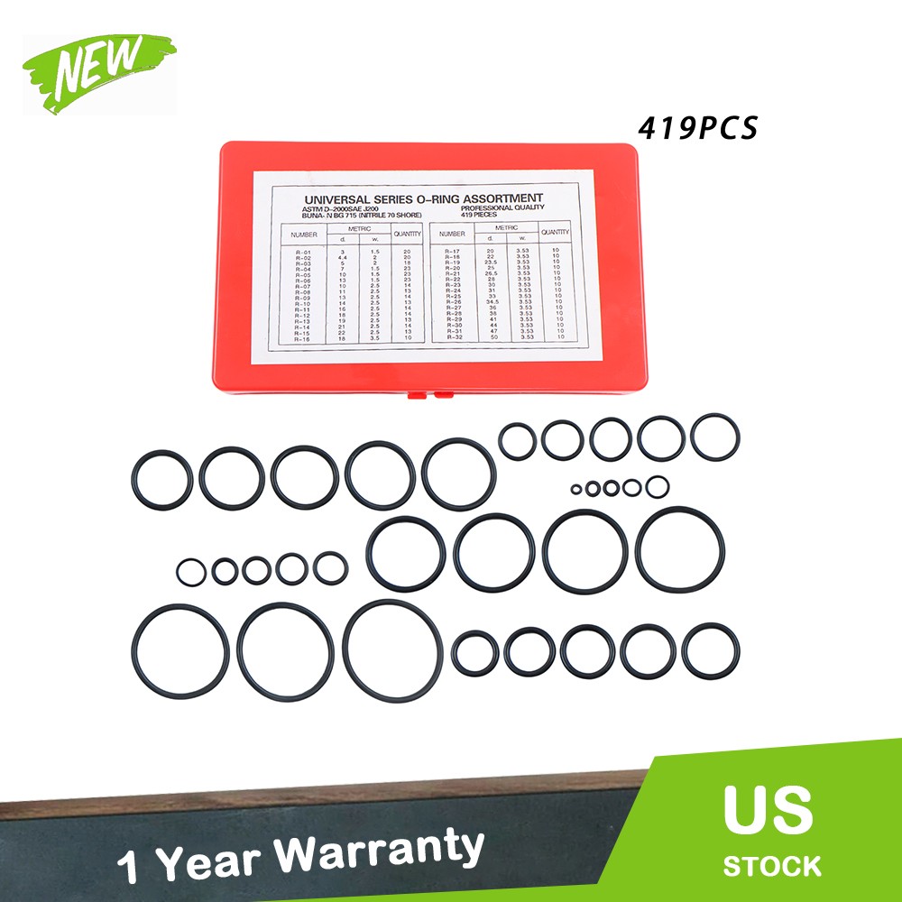 Universal O Ring Assortment Set Metric Oil Proof Kit O-Ring 419 PACK 32 Size