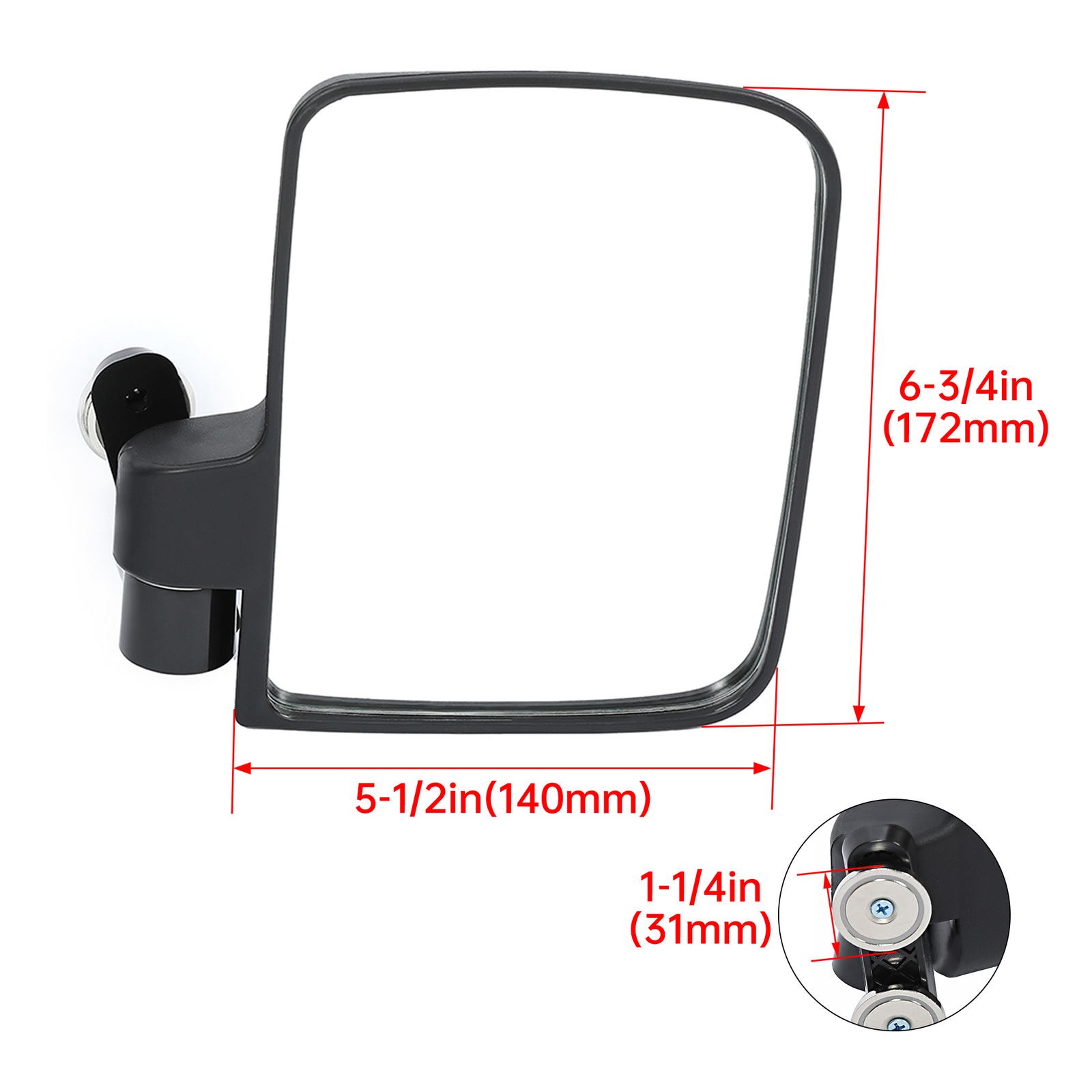 Universal 220Lb Rated Magnet Tractor Side Mirrors For Kubota John Deere Cummins