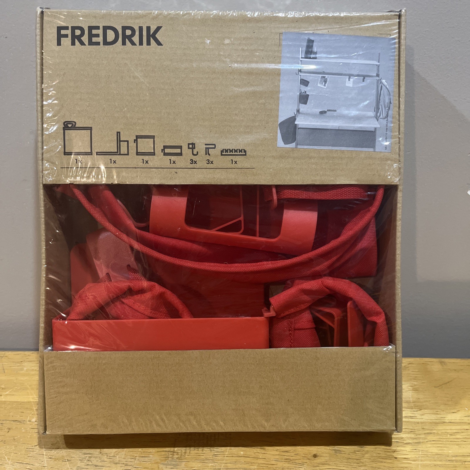 IKEA Fredrik Red Desk Accessories Set – New 301.383.17