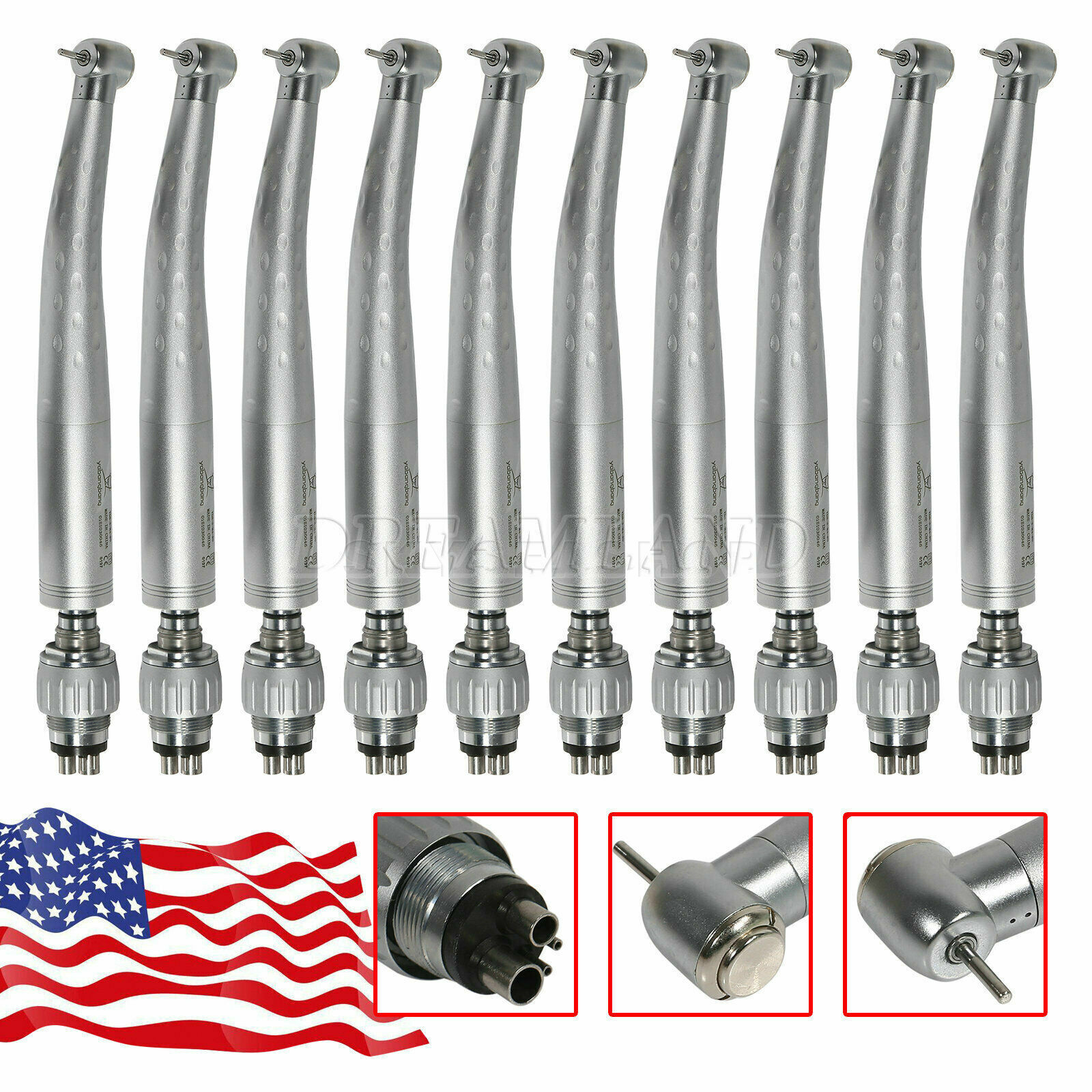 10 Dental High Speed Handpiece with 4 Holes Quick Coupler Swivel Connector