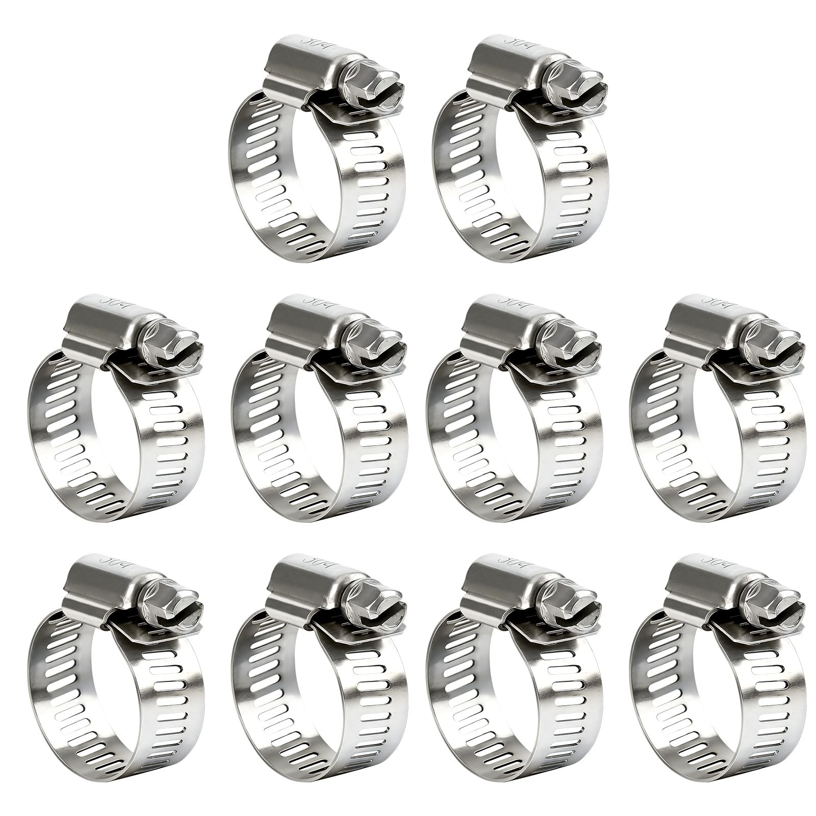 Hose Clamp 1 Inch, 10 Pack Stainless Steel Hose Clamps for 1/2 inch to 1 Inch