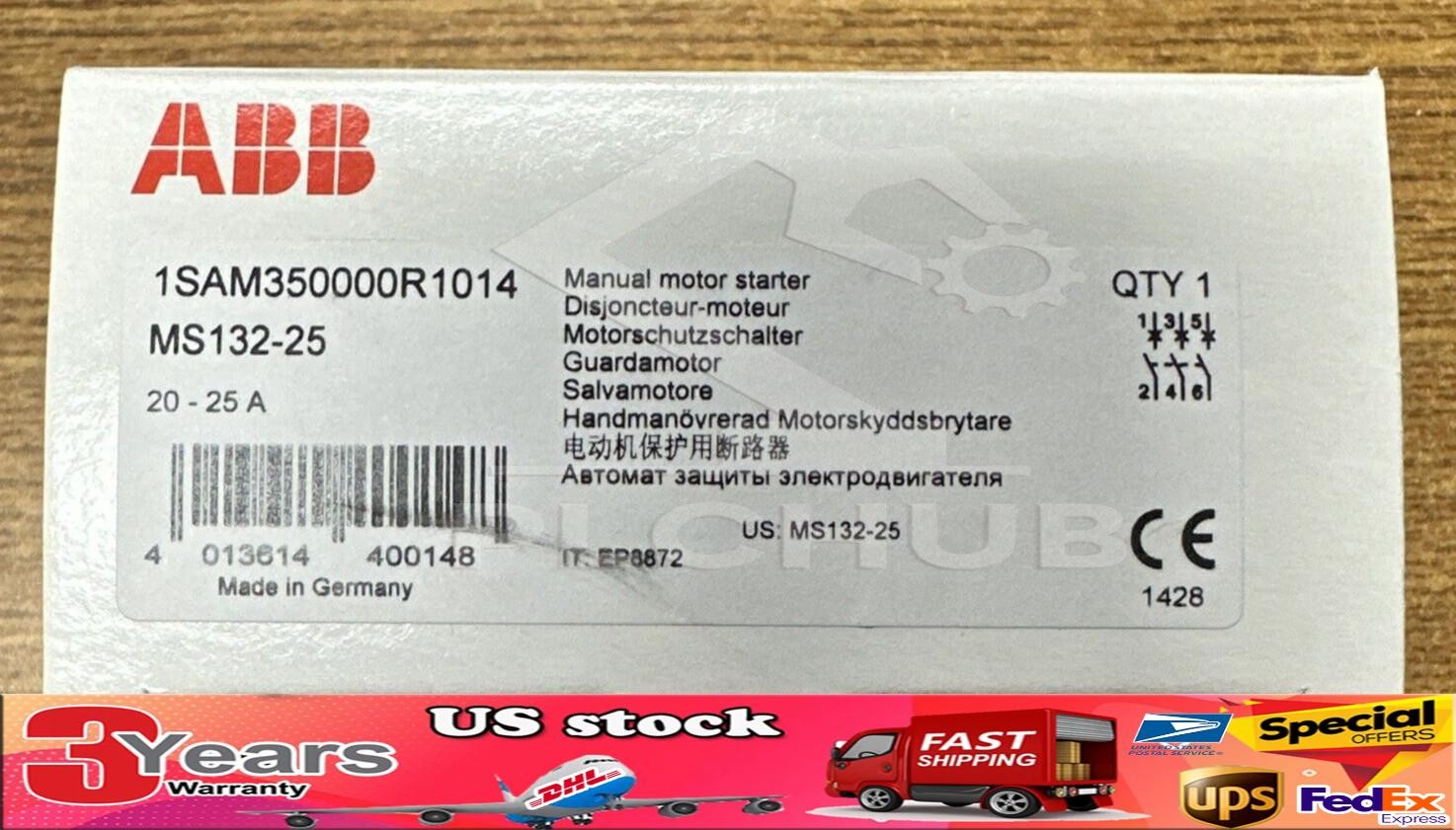 ABB MS132-25 1SAM350000R1014 MANUAL MOTOR STARTER 20-25A **NEW IN BOX**