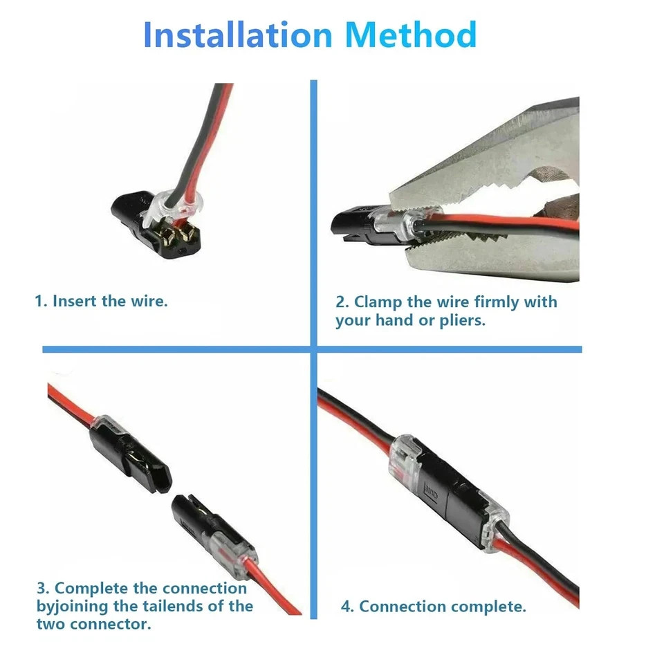 60Pcs Double Wire Plug in Connector, Quick Connect Wire Connectors with Locking
