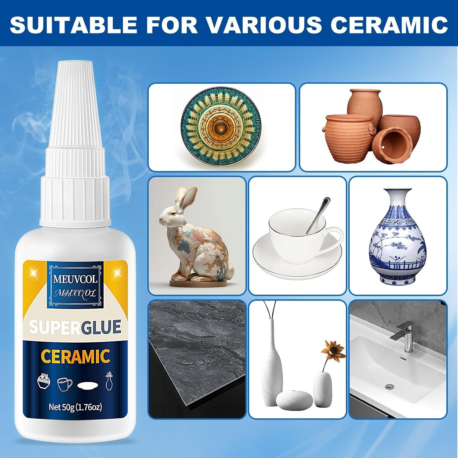 Ceramic Glue Repair Kit 100g Super Glue for Porcelain Pottery Ceramic Adhesive