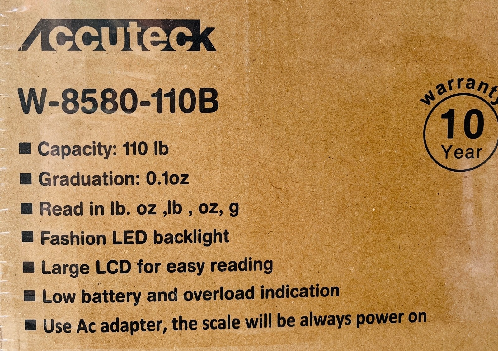 Accutec Shippro 110 lb Digital Shipping Postal Scale, Black W-8580-110B New