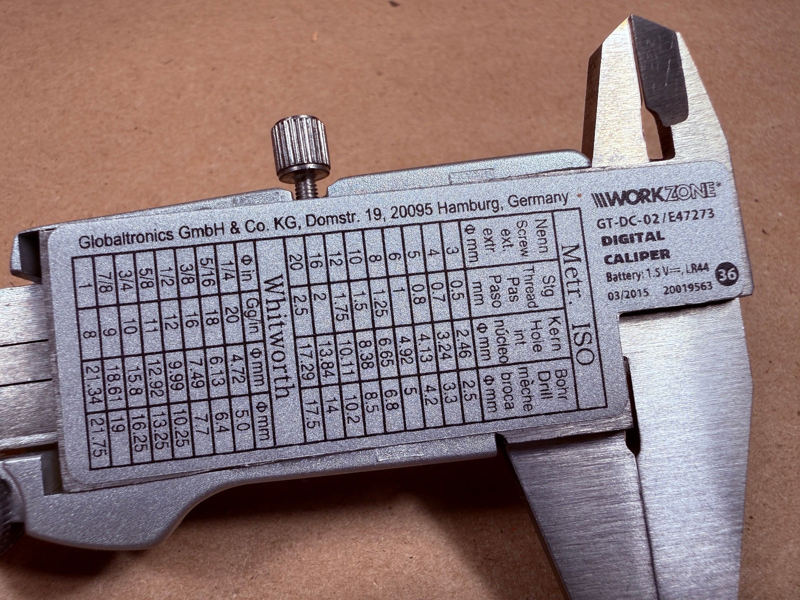 Workzone Digital Caliper 6″ – 150mm Stainless Hardened in Case – New Battery