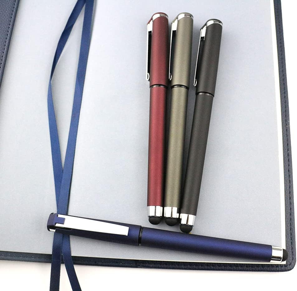 Black Gel Ink Rollerball Pens 0.7Mm Gel Pens 2-In-1 Stylus Pens Medium Point Pen