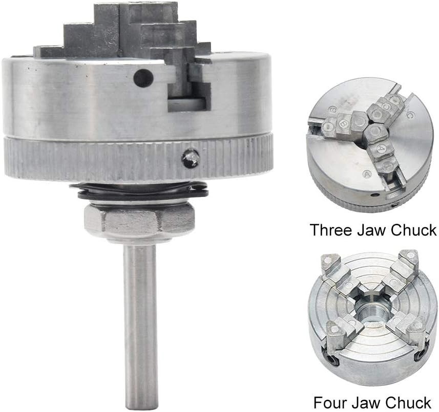 Z011 Mini Lathe Chuck Set – Self Centering Zinc Alloy 3/4 & 4 Jaw Chucks with…