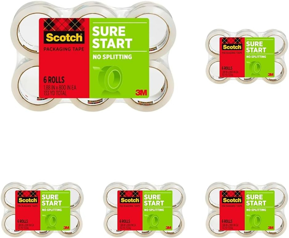 NEW Scotch Sure Start Shipping Packaging Tape 1.88 Inch x 54.6 Yd Clear 3 Core