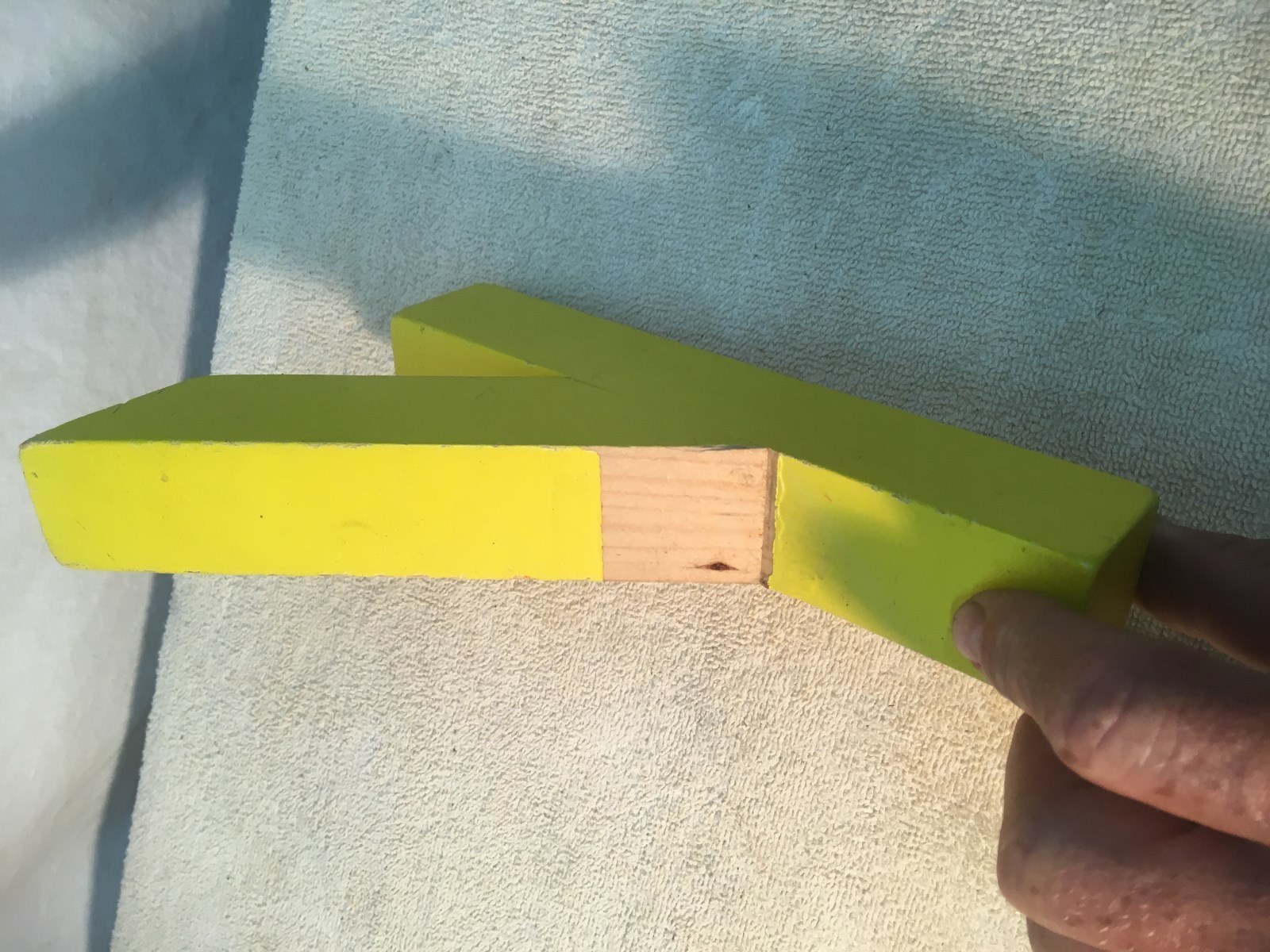 Letter Y Big Vtg Wood Block Type Italic Font 8in x 5in x 1.5in Yellow