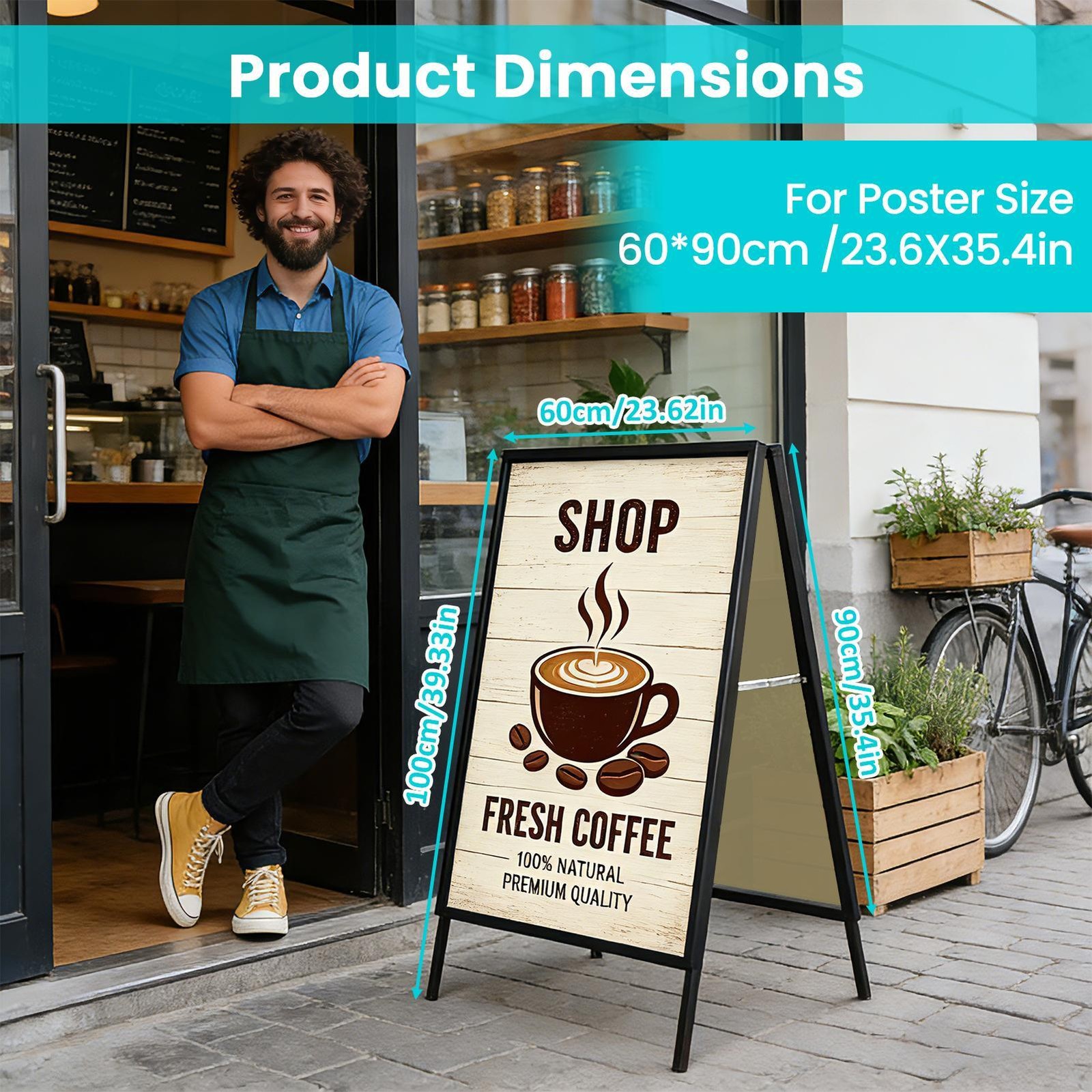 2pcs Folding Outdoor Sidewalk Sign Advertising Board Double-Sided 24×36 inch