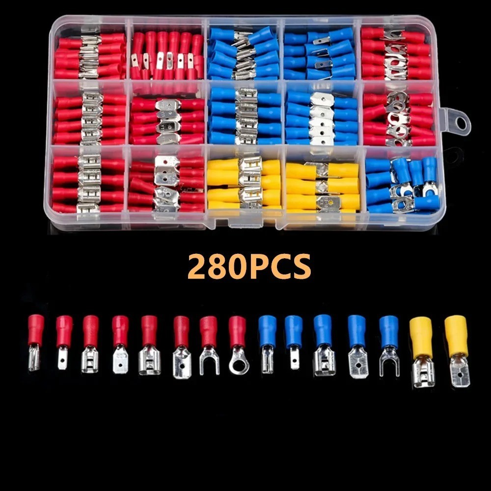 102/280/300/480PCS Wire Connector Kit Male Female Insulated Crimp Terminals Spad