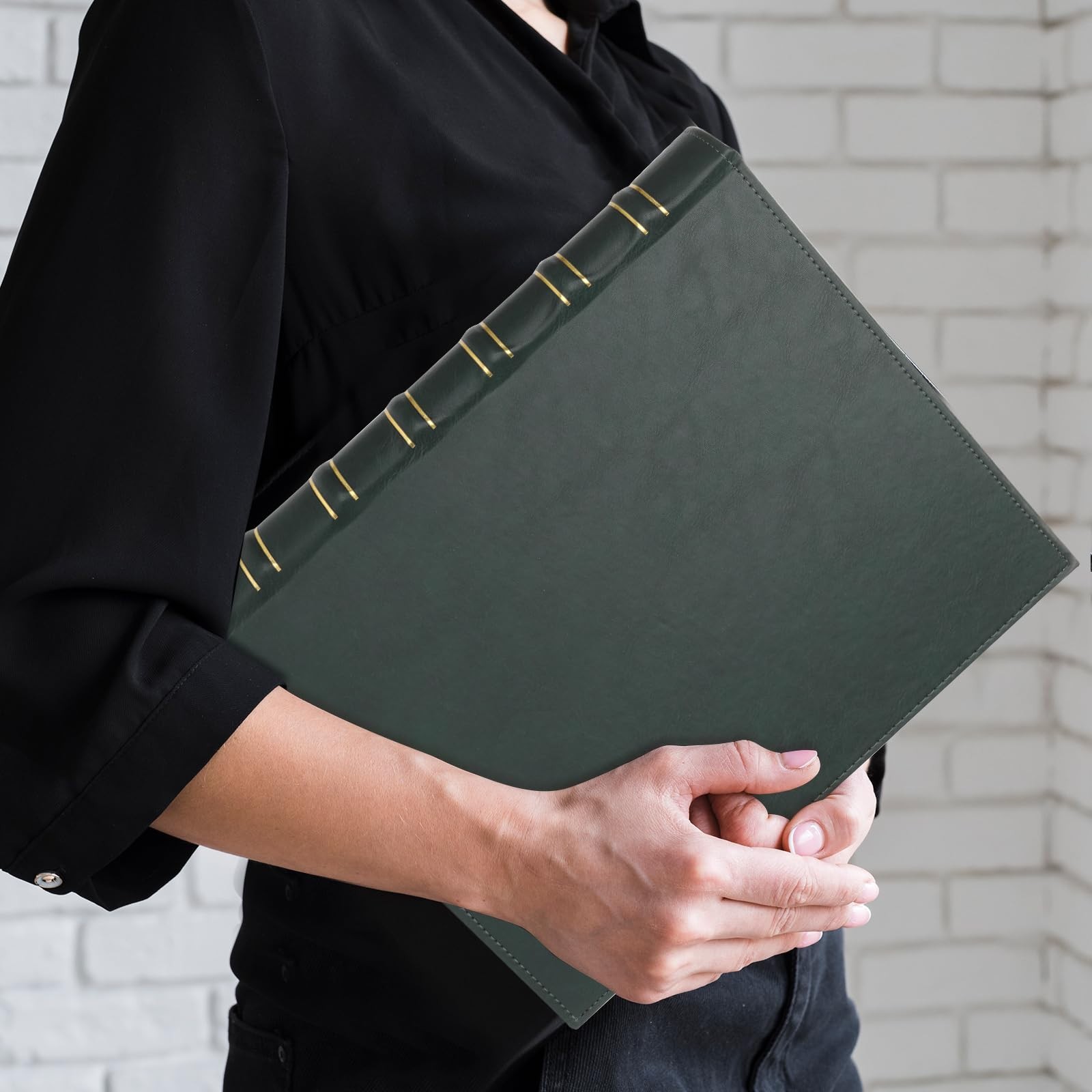 Vintage Leather 3 Ring Binder 1 Inch – Fits 8.5″ x 11″ – Dark Green D Ring Organ