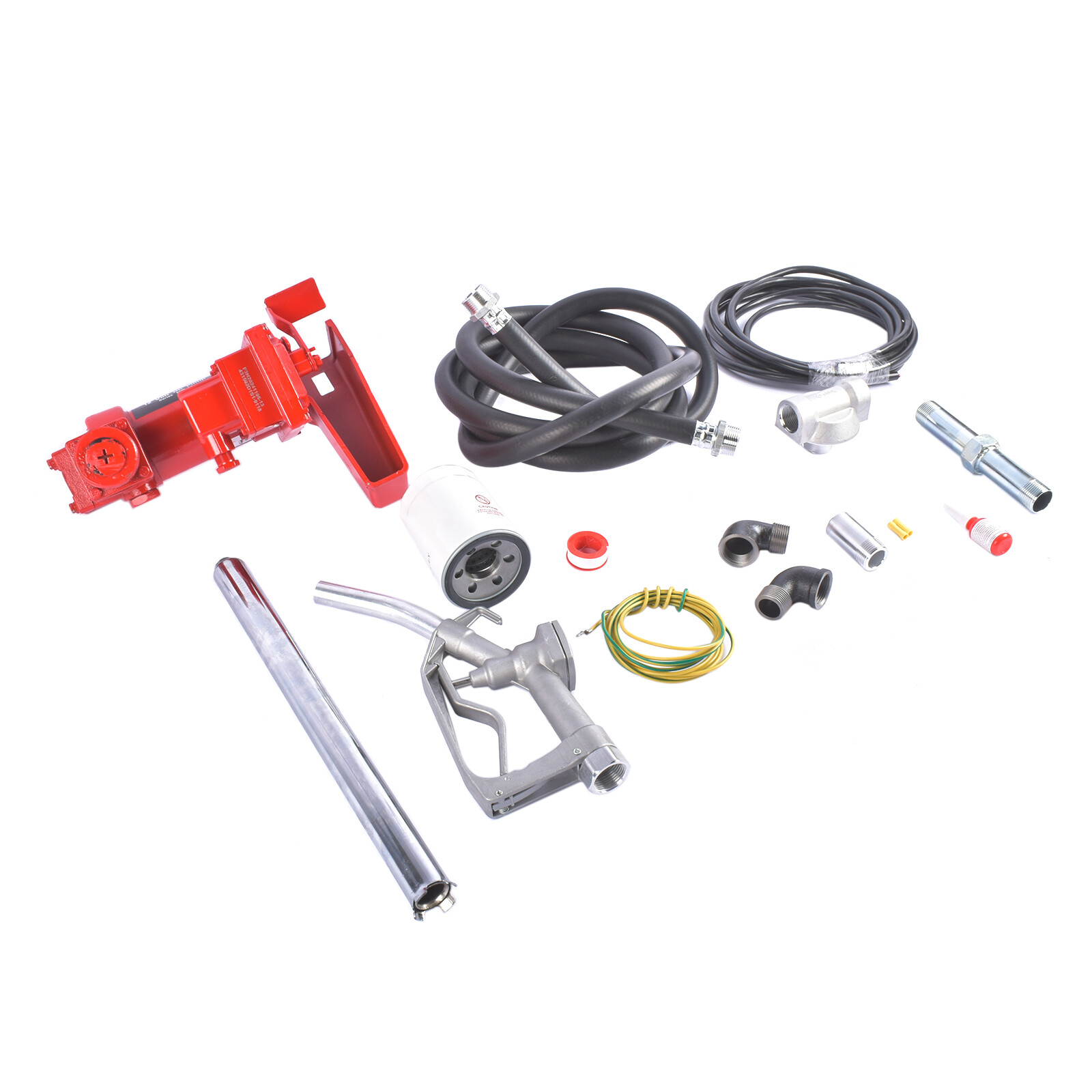 15GPM 12V Red Fuel Transfer Pump DC Gasoline + Nozzle Kit For Diesel Kerosene